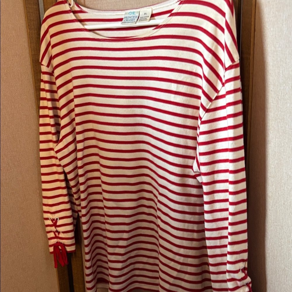 FINAL MARKDOWN Princruises nautical look Red Striped Long Sleeve Top xl